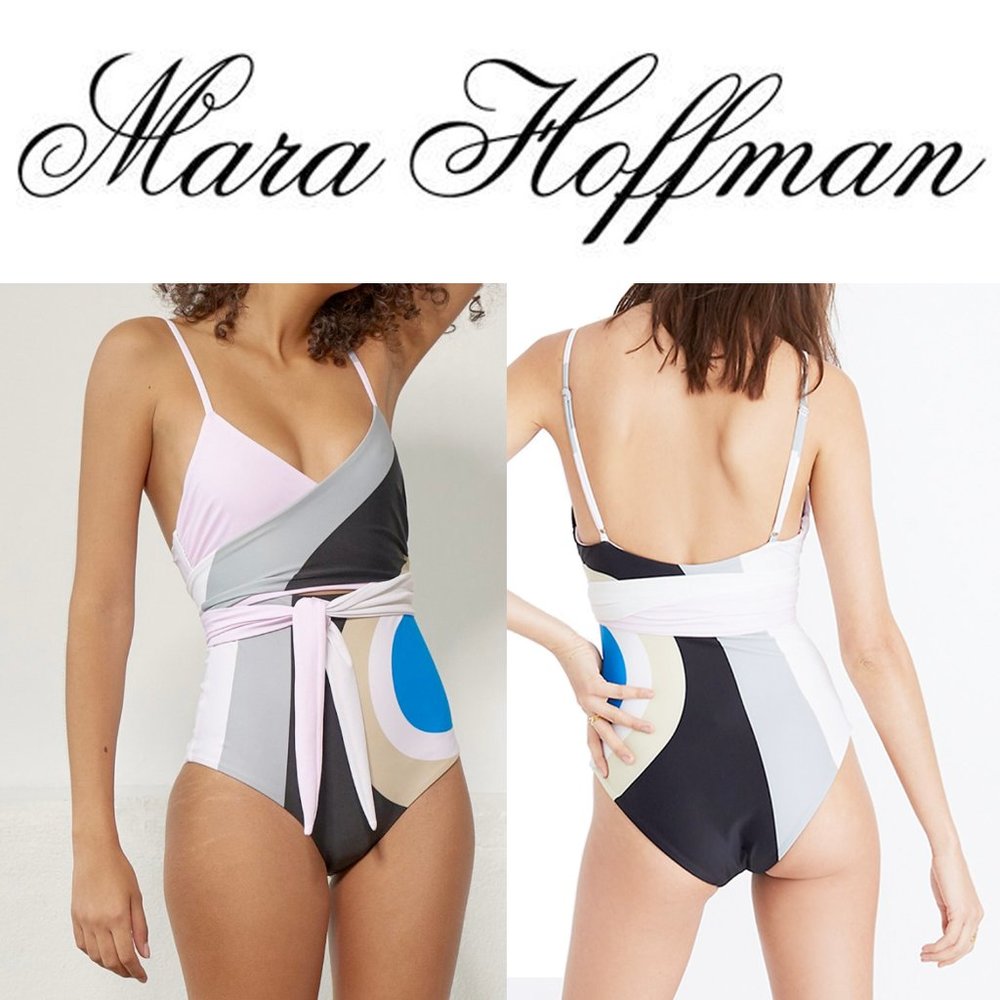 OBO. Mara Hoffman. Isolde Single-Shoulder One-Piece Swimsuit in Juniper Pastel